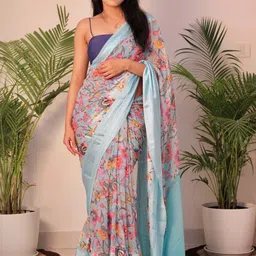GHAN SALS Floral Printed Woven Design Baluchari Saree-picture-14