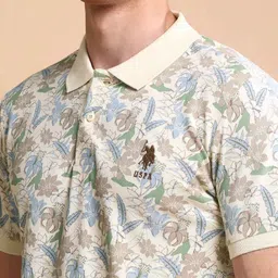 U.S. Polo Assn. Men Floral Printed Polo Collar Slim Fit Cotton Polo T-shirt image 5