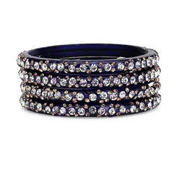 SOMIL Women Set Of 28 Artificial Stones And Beads Handcrafted Glass And Velvet Bangles image 2