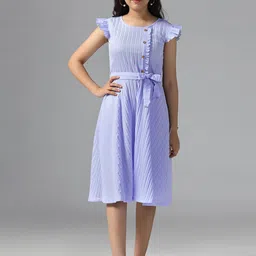 YK Flutter Sleeve Fit & Flare Dress-picture-26