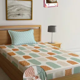 Myntra Elegant Homes Off White Printed 300 TC Fitted Single Bedsheet Set 1.50 m x 2.20 m-picture-27