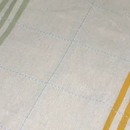 HOME COLORS.IN Off White Striped Cotton 4-Seater Table Cover image 5