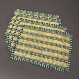 JAYPORE 4-Pcs Green & Yellow Striped Rectangle Table Placemats image 5