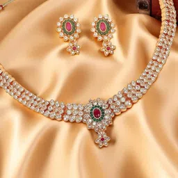 OOMPH American Diamond Studded Jadau Jewellery Set-picture-20