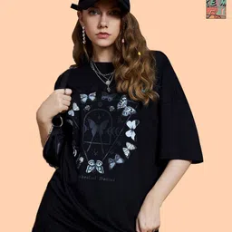 Dreambe Women 2 Printed V-Neck Extended Sleeves T-shirt-image-82