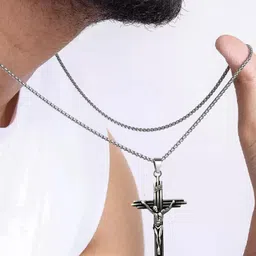 M Men Style Stainless Steel Silver-Plated Religious Lord Jesus Pendant image 3