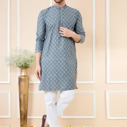 See Designs Ethnic Motifs Woven Design Mandarin Collar Straight Kurta With Pyjamas image 1