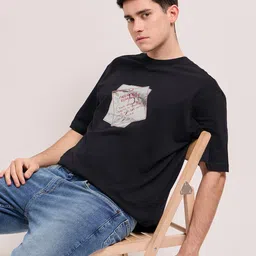 THE BEAR HOUSE Men Graphic Printed Round Neck Cotton Oversized T-shirt-picture-54