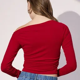 Istyle Can Women One Shoulder Fitted Crepe Crop Top image 3