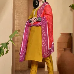 Sangria Women Ethnic Motifs Beads & Stones Kurta Set With Trousers & Dupatta image 3