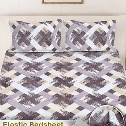 Myntra Elegant Homes Multicoloured Geometric 300 TC King Bedsheet with 2 Pillow Covers image 5
