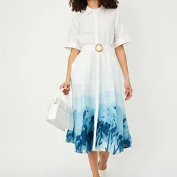 max Women Tie and Dye Dyed Cotton Shirt Midi Dress-picture-19