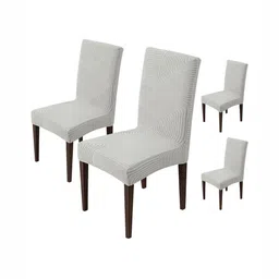 HOUSE OF QUIRK Grey 4 Pieces Jacquard Removable & Washable Chair Covers-image-65