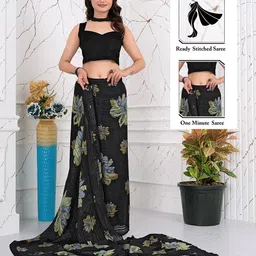 Pionex Floral Pure Chiffon Designer Saree-picture-32