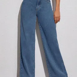 Glossia Women Comfort Straight Fit High-Rise Light Fade Acid Wash Stretchable Jeans-image-97