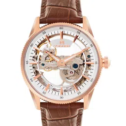 D'SIGNER Men Brass Patterned Dial & Leather Straps Analogue Automatic Motion Powered Watch 881RGL.2G-picture-23