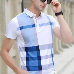 TAZO Checked Polo Collar Cotton T-shirt-picture-17