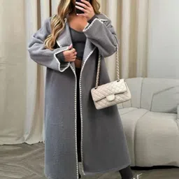 TRENBEE Women Regular Fit Front-Open Longline Woolen Trench Coats-picture-36