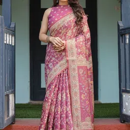 ALMAARI FASHION Floral Printed Pure Cotton Banarasi Saree-picture-11