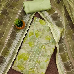 rangtulika ethnics Rangtulika Floral Embroidered Sequnnied Organza Unstitched Dress Material-picture-10
