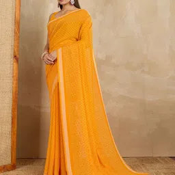 KALINI Bandhani Printed Pure Georgette Bandhani Saree with Blouse Piece image 2