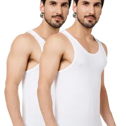 OXYZONE Pack Of 2 Super Combed Cotton Scoop Neck Anti Bacterial Basic Vests-picture-40