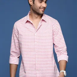 SHOWOFFFF Men Standard Slim Fit Gingham Checks Checked Casual Shirt-image-2