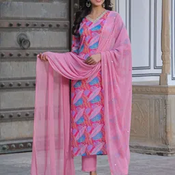 DIVASTRI Women Ethnic Motifs Printed Regular Kurta with Trousers & With Dupatta-picture-37