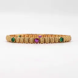 South Temple Jewellery Set Of 2 Gold-Plated Stone-Studded Bangles image 3
