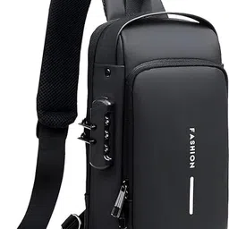 KMI Sling Bag for unisex with lock and USB charging facility anti theft Chest Bag-picture-34