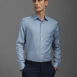 Louis Philippe Men Classic Fit Spread Collar Micro Checked Cotton Formal Shirt-image-70