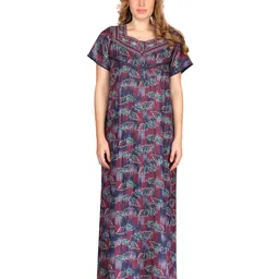 evolove Women Floral Printed Maxi Nightdress-image-70