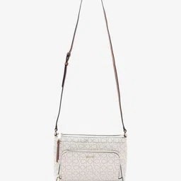 Calvin Klein Women Brand Logo Printed Structured Zip Detail Sling Bag-picture-30