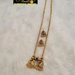 SAJSHRUNGAR JEWELLERY Gold-Plated Stone-Studded & Beaded Jewellery Set image 3
