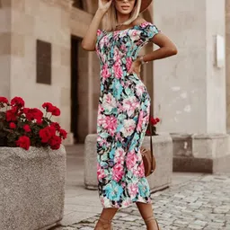 Outzidr Women Printed Off-Shoulder Dress-picture-10