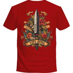 Raregems Men Printed Raw Edge Pure Cotton Regular Fit T-shirt image 4