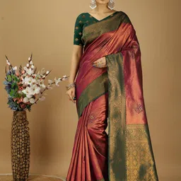 HERE&NOW Woven Design Zari Art Silk Banarasi Saree-picture-23