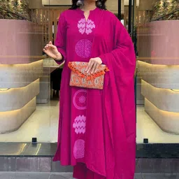 Anni Designer Women Geometric Printed A-Line Kurta with Trousers & Dupatta image 4