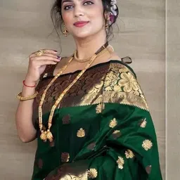 FASHIONIZO Woven Design Zari Saree With Blouse Piece image 2