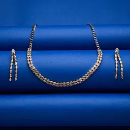 Fida Rose Gold Plated American Diamond-Studded Necklace With Earrings-picture-23