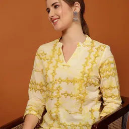 Anouk Rustic Women Abstract Printed Mandarin Collar Regular Top-picture-28