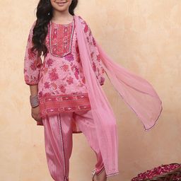 Biba Girls Floral Printed Regular Kurta with Dhoti Pants & With Dupatta-picture-42