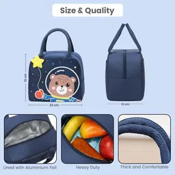 Go Hooked Kids Set Of 2 Thermal Insulated Oxford Lunch Bag With Dino & Fox Face Design image 3