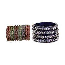 SOMIL Set Of 16 Stone-Studded Bangle-image-69