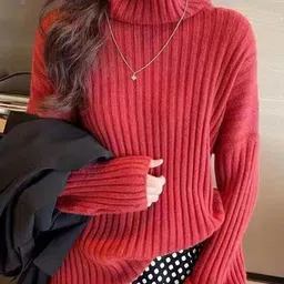 StyleCast Women Oversized Ribbed Knit Turtleneck Sweater-image-77