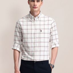 U.S. Polo Assn. Men Classic Button-Down Collar Windowpane Checked Cotton Casual Shirt-picture-18