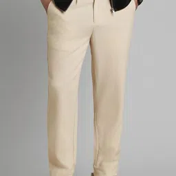 SIMON CARTER LONDON Men Self Design Regular Fit Mid-Rise Pleated Trousers image 2