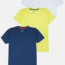 KiddoPanti Boys Pack Of 3 Solid Round Neck Cotton T-shirts image 1