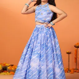 FASHION DREAM Girls Embroidered Sequinned Ready to Wear Lehenga & image 3