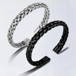 APUNKA D FASHION Silver Stainless Steel Bracelet-picture-26